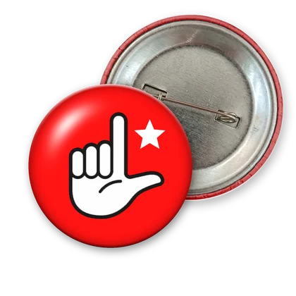 Boton Faz o L, de frente e de verso